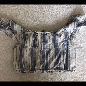 NWOT striped blue & white crop top